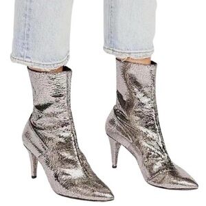 Free People Silver Ankle Boots